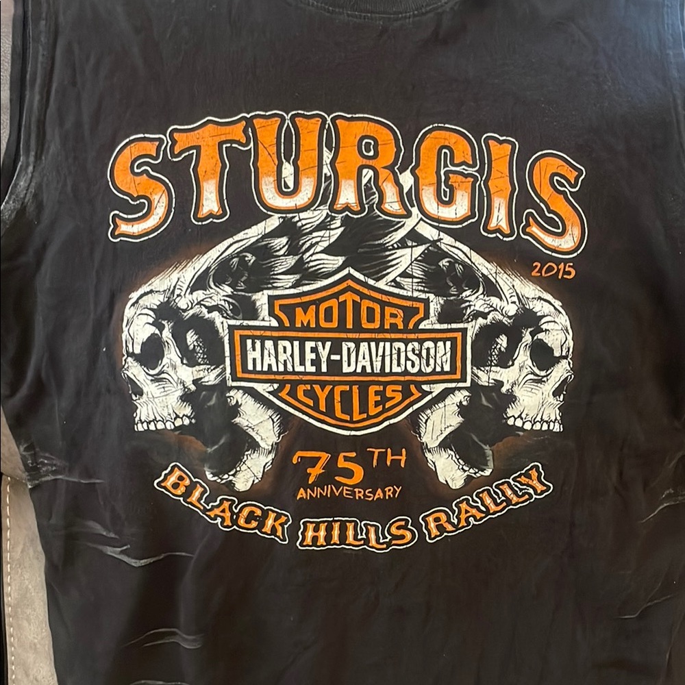 Harley-Davidson Black and Orange Tank Top